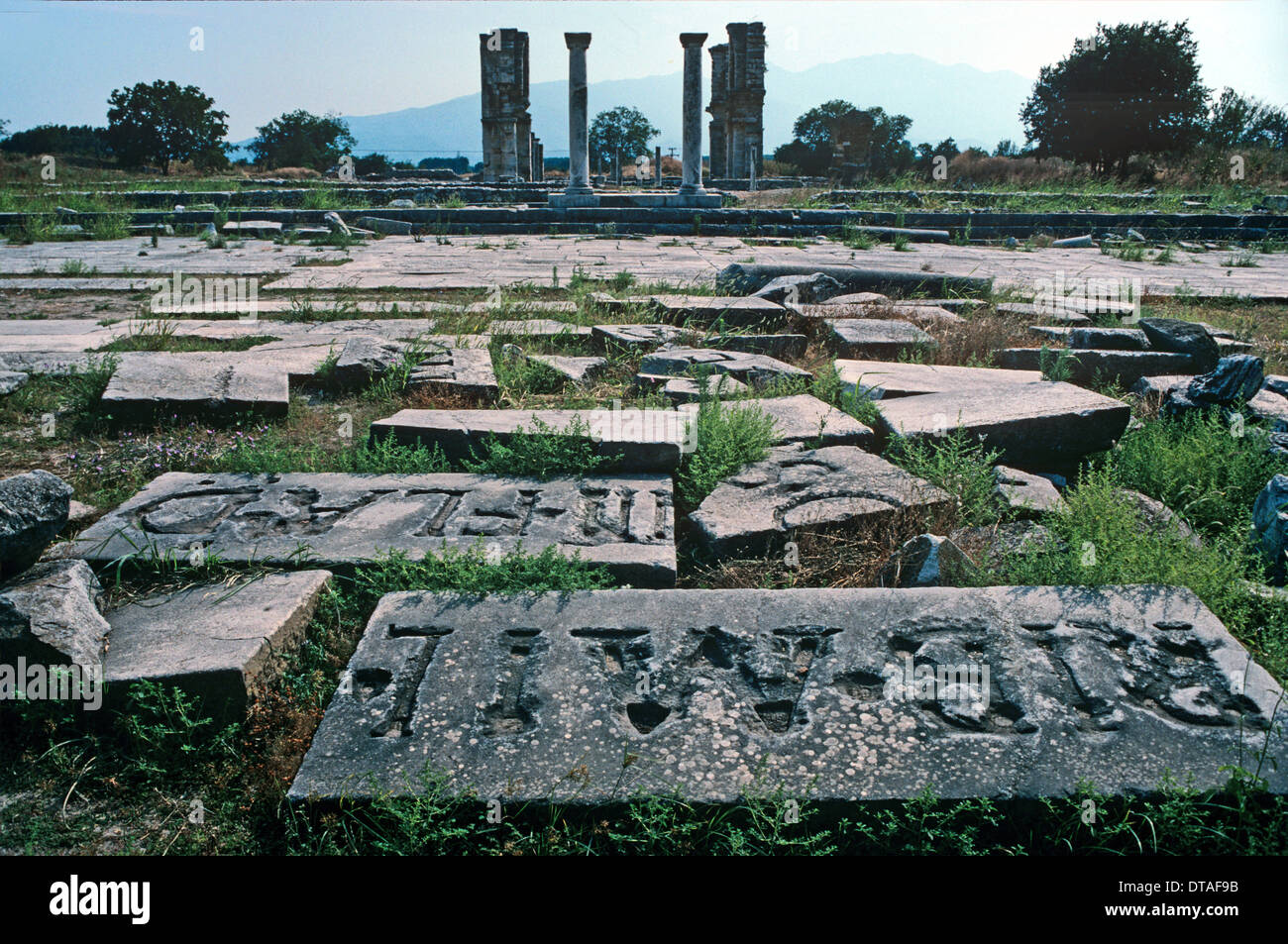 Das Forum & antike Graeco-Römischen Überreste von Philippi Mazedonien Griechenland Stockfoto