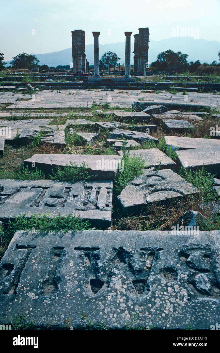 Das Forum Romanum & Graeco-Romain Ruinen bei Philippi Mazedonien Griechenland Stockfoto