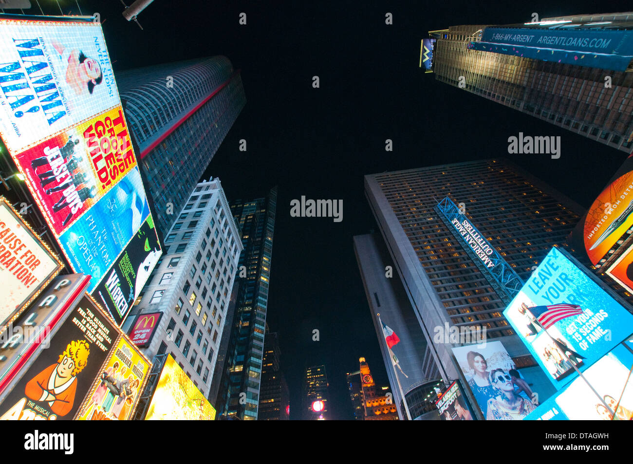 Times Square bei Nacht, Midtown Manhattan New York City USA Stockfoto