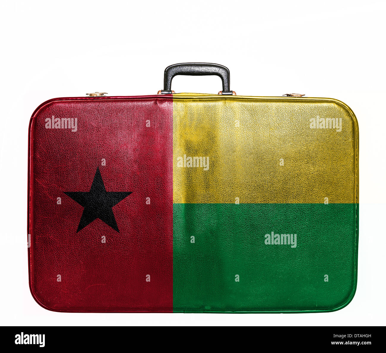 Vintage Reisetasche mit Flagge von Guinea Bissau Stockfoto