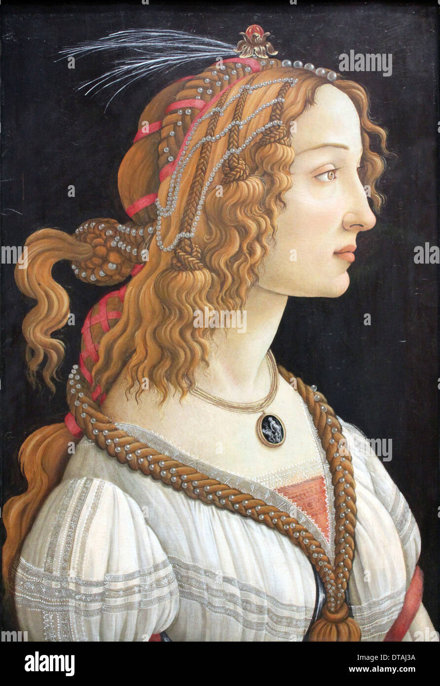 Porträt einer Dame idealisiert (Bildnis der Simonetta Vespucci), c. 1480. Künstler: Botticelli, Sandro (1445-1510) Stockfoto