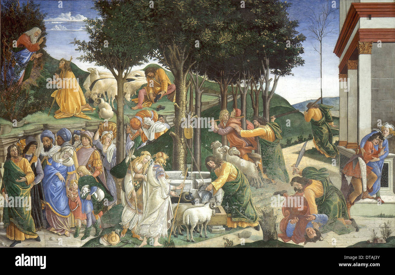 Szenen aus dem Leben des Mose, 1481-1482. Künstler: Botticelli, Sandro (1445-1510) Stockfoto