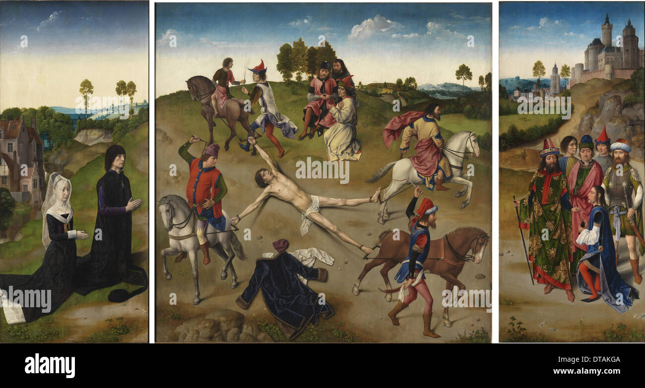 Martyrium des heiligen Hippolyt (Triptychon), nach 1468. Künstler: Goes, Hugo van der (1435-1482) Stockfoto
