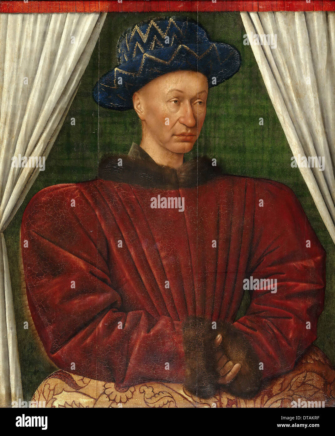 Porträt von König Karl VII. von Frankreich, 1445-1450. Artist: Fouquet, Jean (1420-1481) Stockfoto