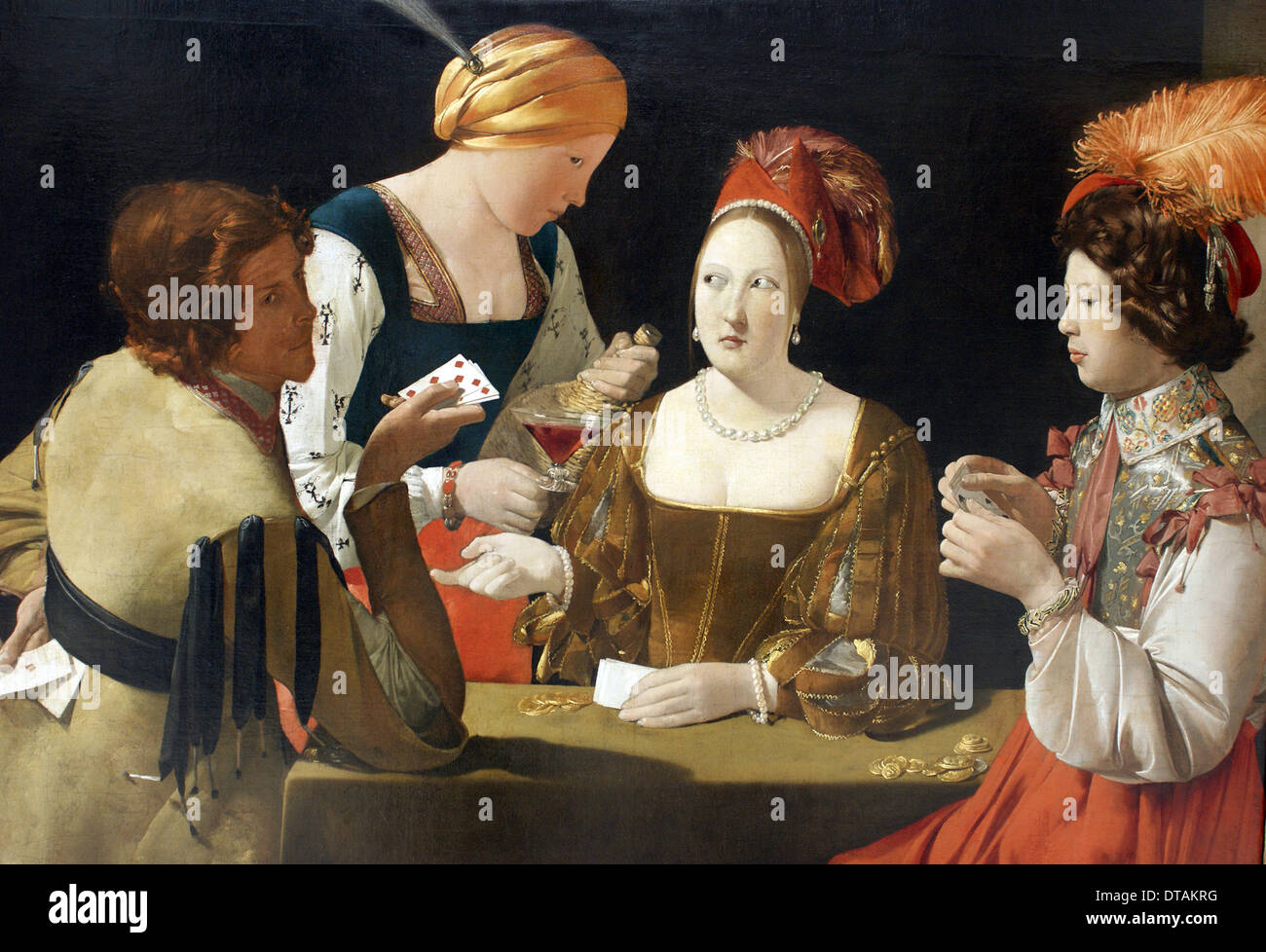 Der Cheat mit dem Ass Karo, c. 1635. Künstler: La Tour, Georges de (1583-1652) Stockfoto