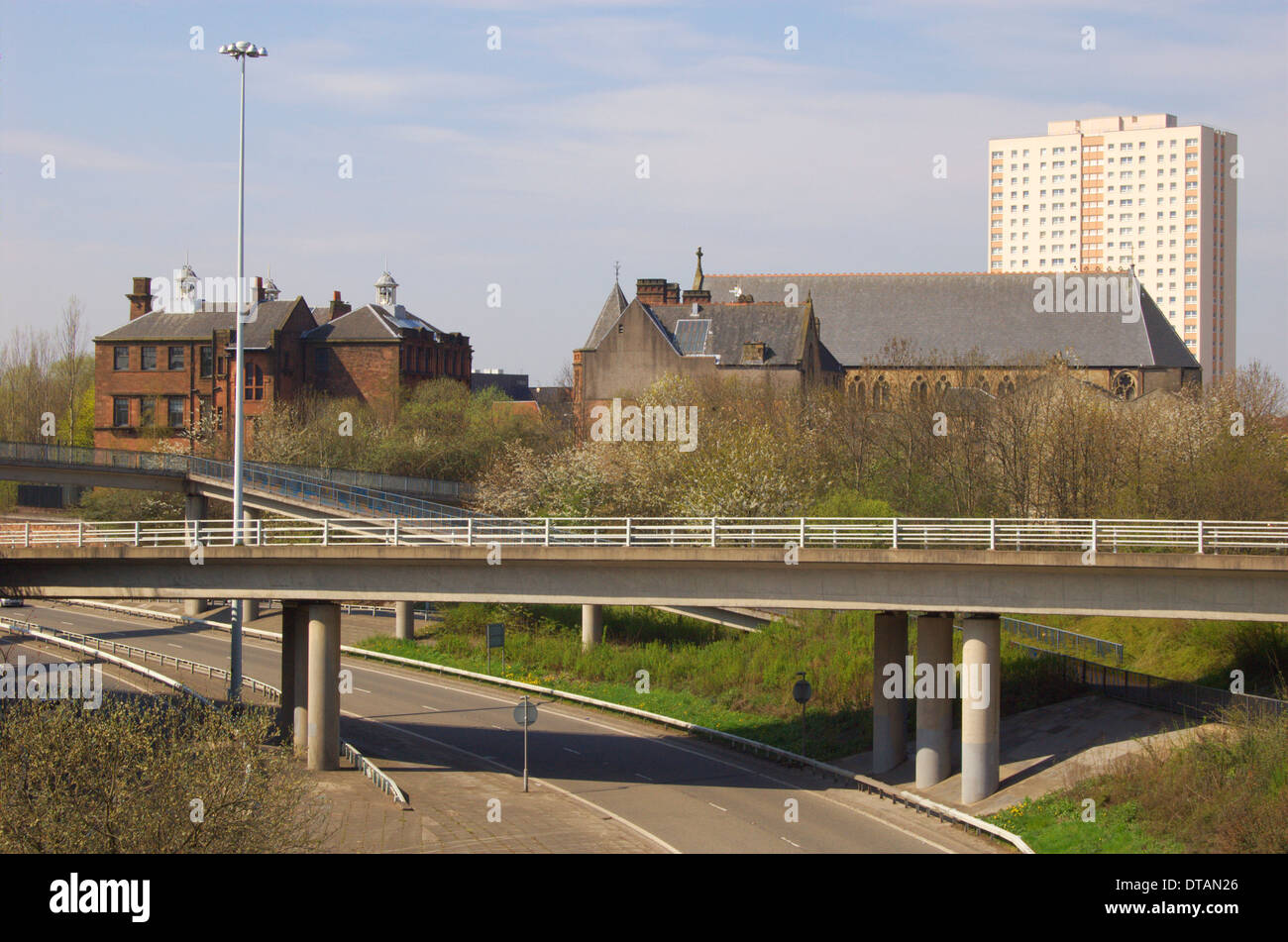 Autobahnanschluss in Townhead in Glasgow, Schottland Stockfoto