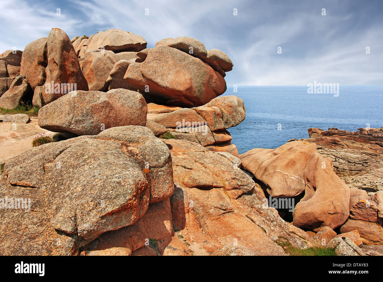 Ploumanach, rosa Granit Küste, Perros Guirec, Bretagne, Frankreich Stockfoto