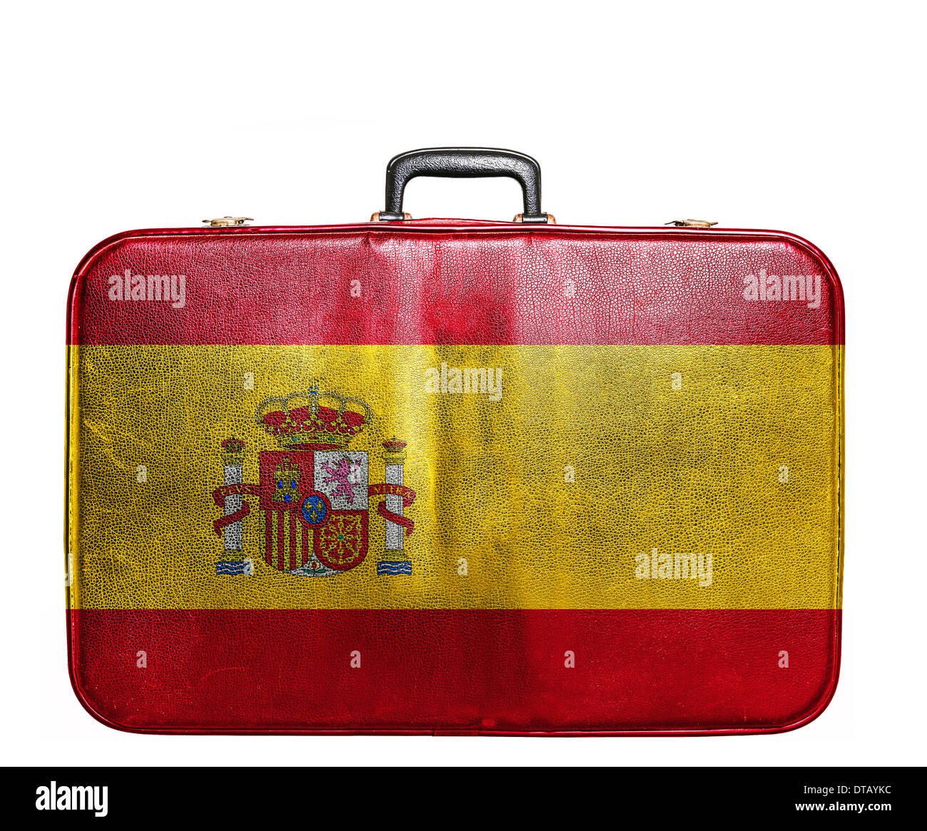 Vintage Reisetasche mit Flagge von Spanien Stockfoto