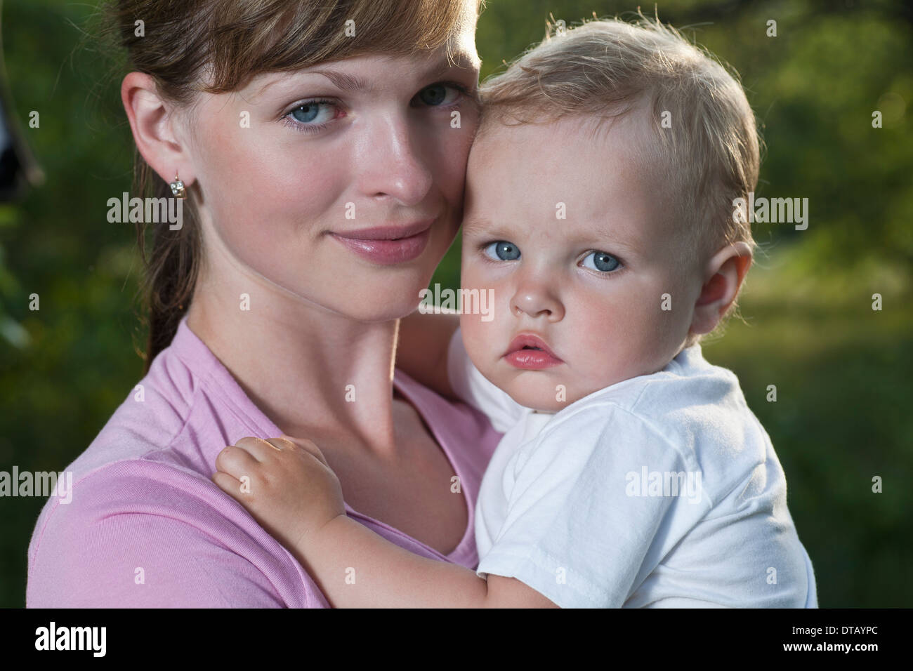 Porträt der Mutter und Sohn, close-up Stockfoto