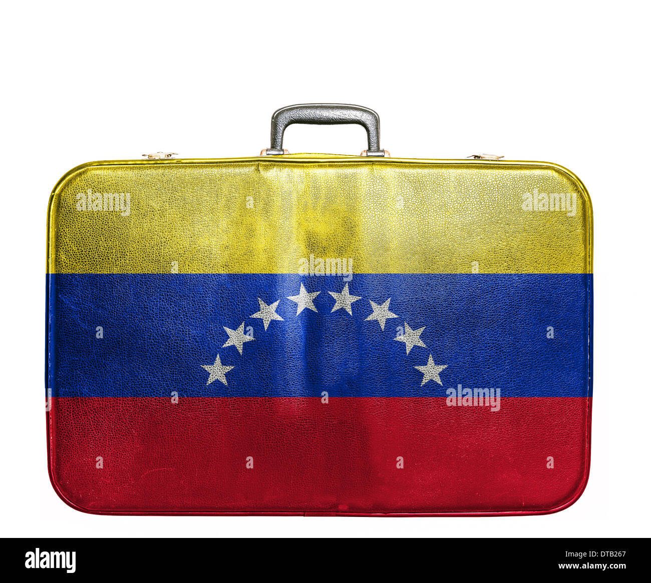 Vintage Reisetasche mit Flagge Venezuelas Stockfoto