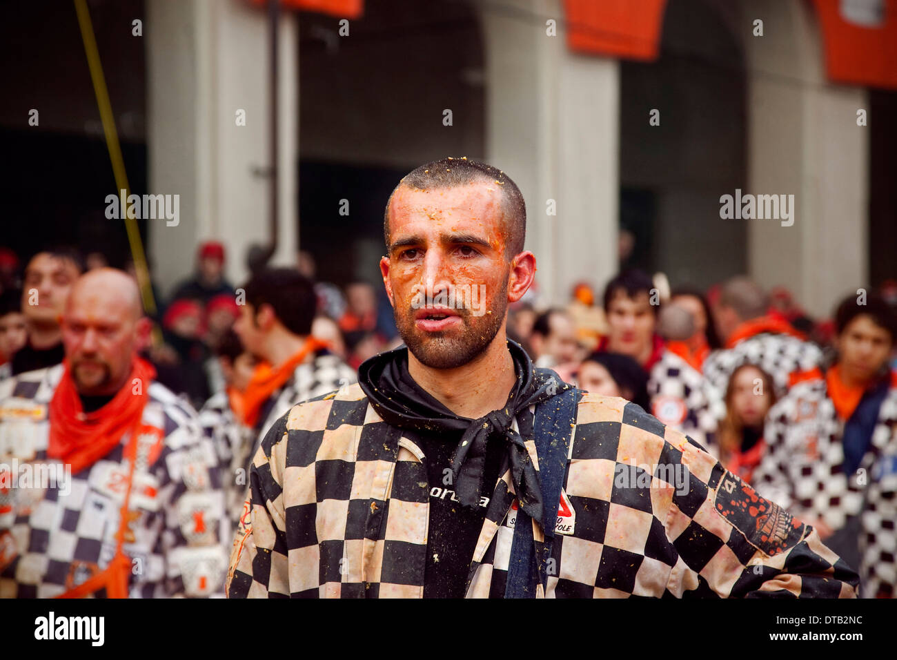 Ivrea Karneval, Italien. Stockfoto