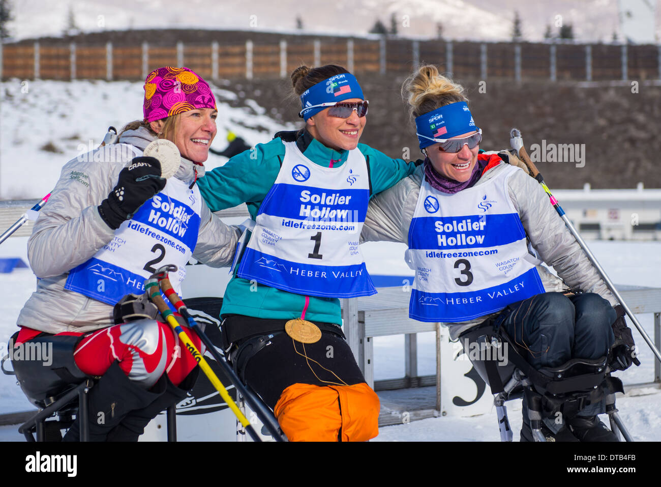 2014 US Paralympics Nordic Ski Nationals, Frauen Podium Stockfoto