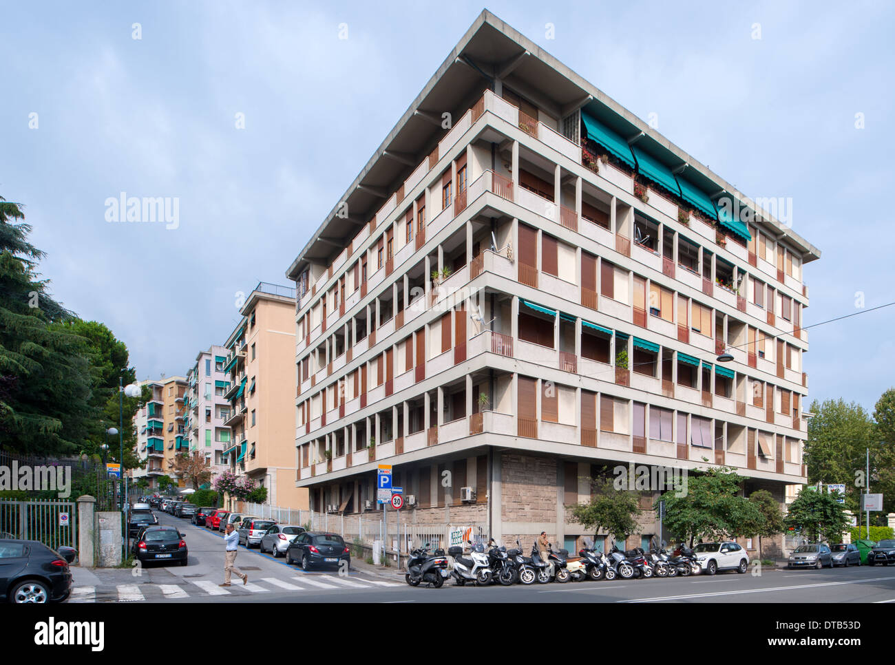 Genua, Italien, Wohngebäude in Via Oreste De Gaspari 21 Stockfoto