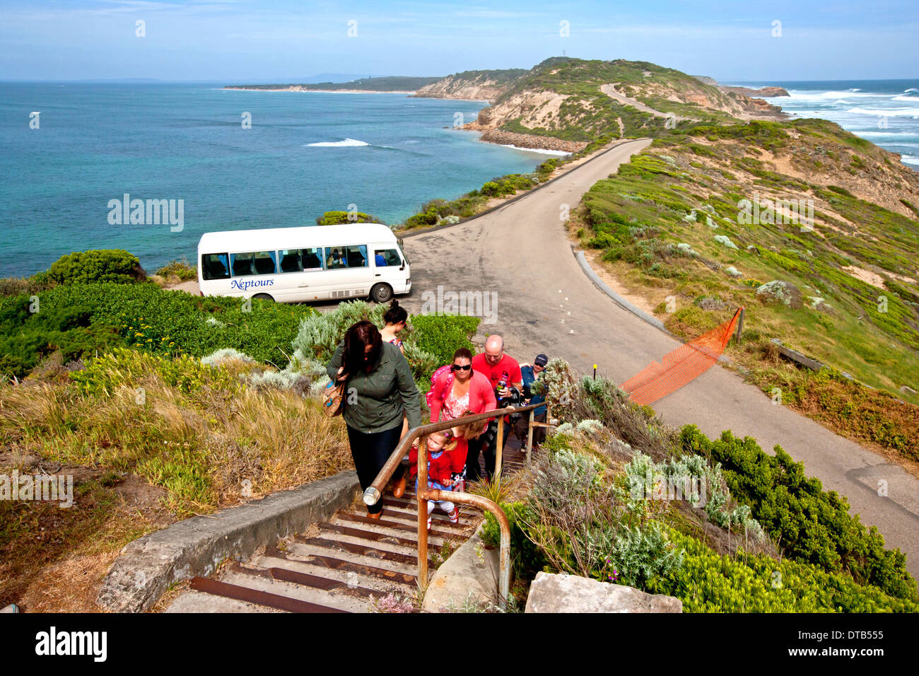 Fort Treppen Gruppe Menschen Meer touristische Attraktion Fort Nepean Mornington Peninsula Port Phillip Bay Victoria Australien Stockfoto