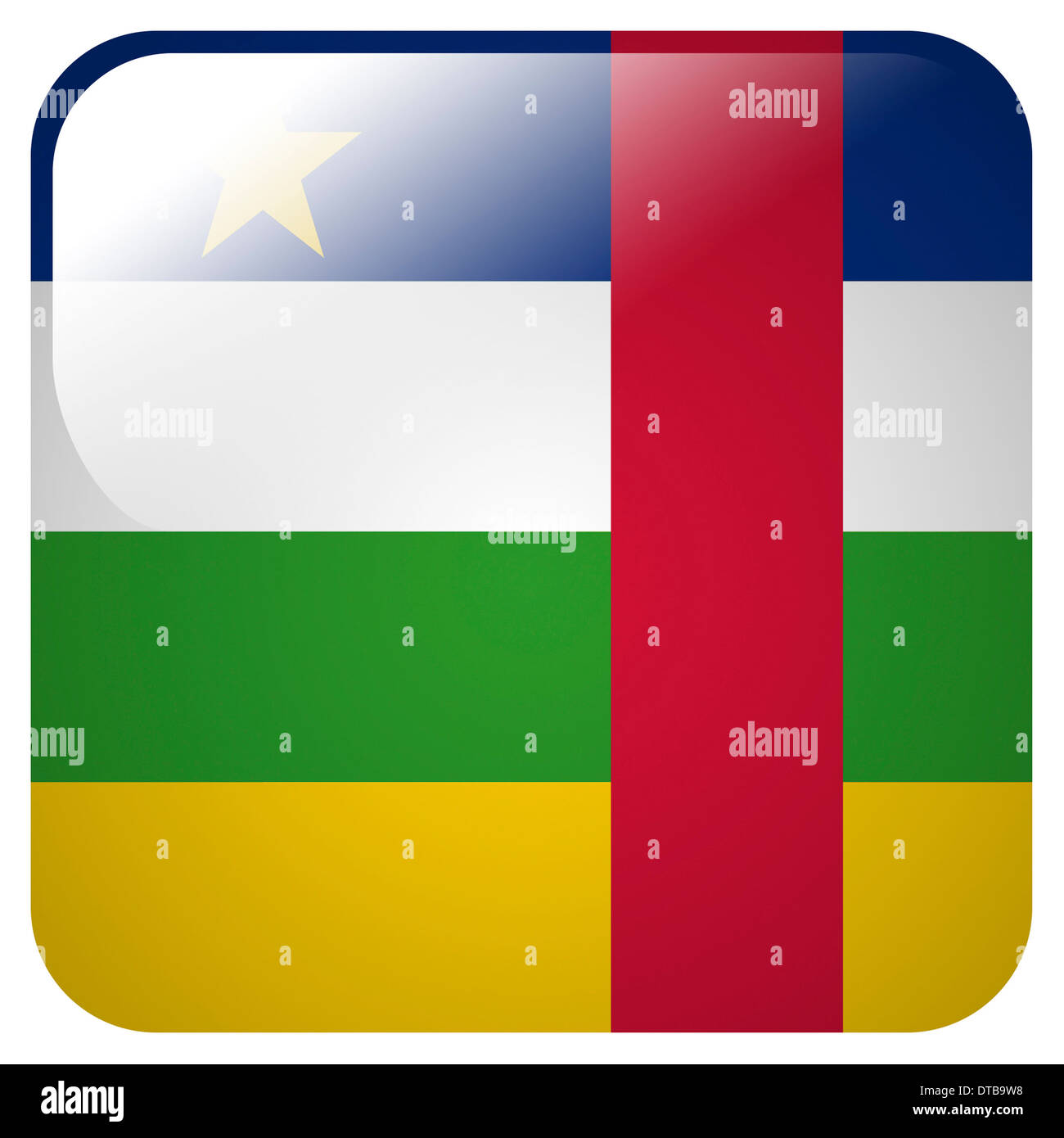 Glossy Icon mit Flagge von Republik von Afrika Stockfoto