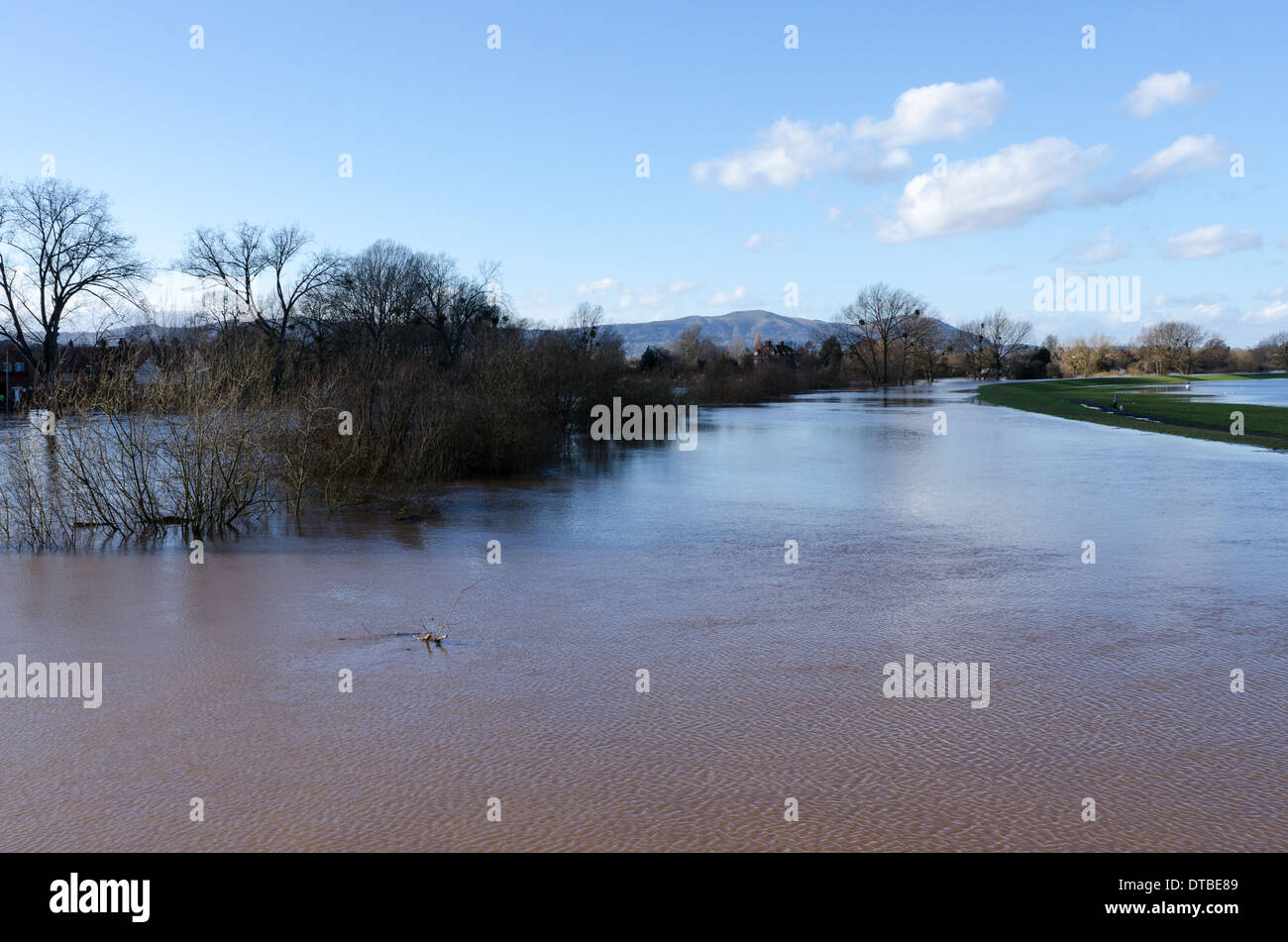 Überfluteten Fluss Severn bei Upton auf Severn in Worcestershire Stockfoto