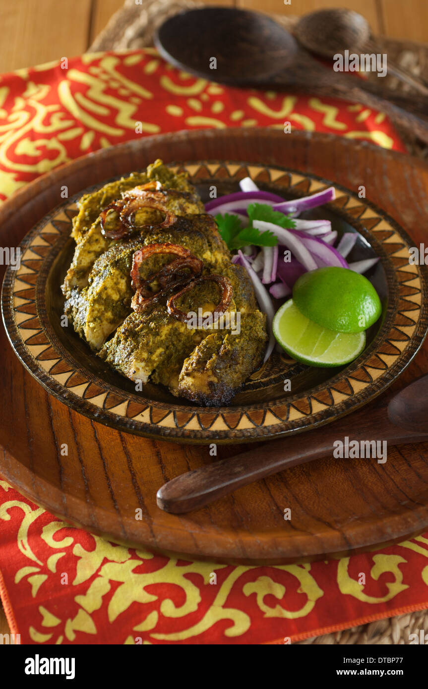 Huhn Cafreal. Eine grüne Masala Huhn. Traditionelle Speisen Goa Stockfoto