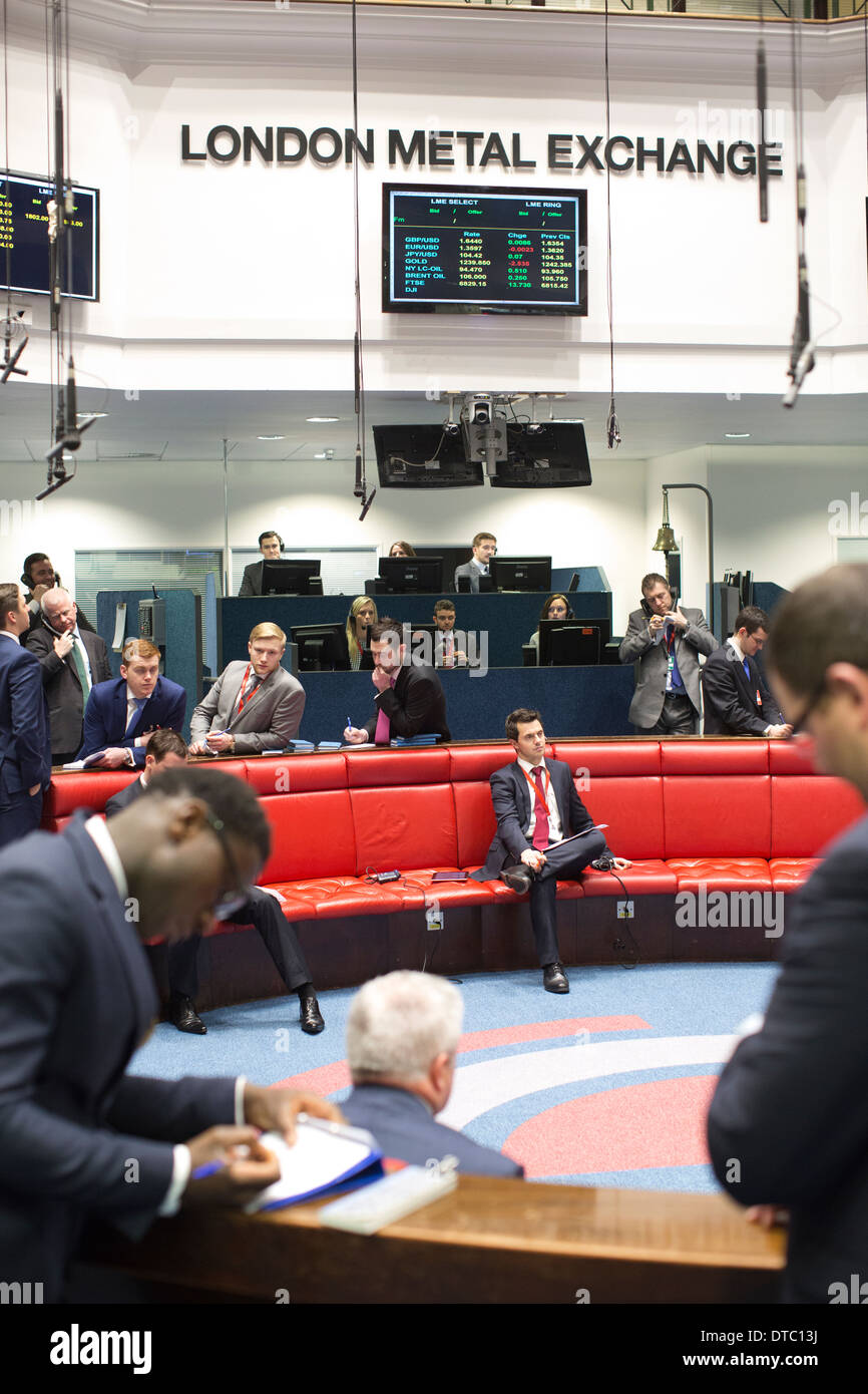 London Metal Exchange trading Floor, Leadenhall Street, London, England, Vereinigtes Königreich Stockfoto