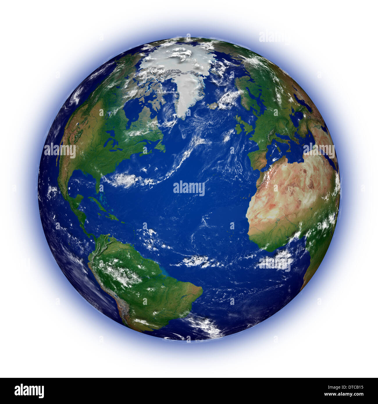 Nördlichen Hemisphäre unser blauer Planet, die Erde auf weißem ...