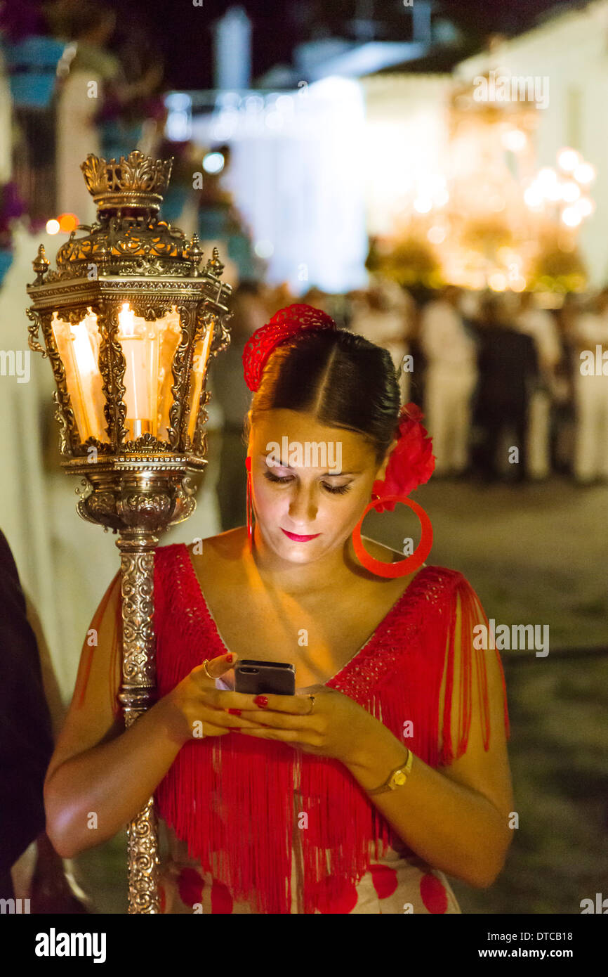 Virgen De La Peña traditionelle Prozession fair Mijas Malaga Andalusien Spanien Procesion Feria Andalusien españa Stockfoto