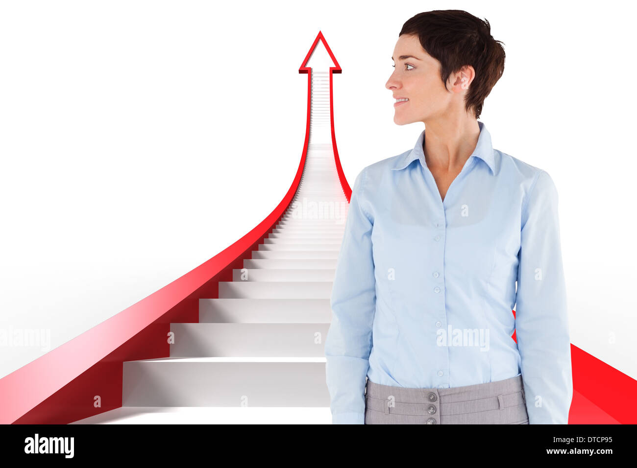 Zusammengesetztes Bild der Frau auf ihrer rechten Seite Stockfoto