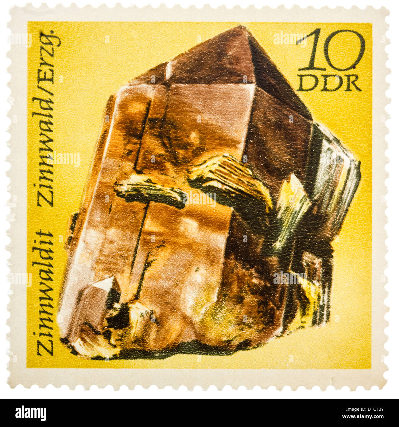 Gedruckt in der Deutschen Demokratischen Republik (DDR) Stempel zeigt Halbedelstein Zinwaldit, Mineralien Zinnwaldit, Zinnwald, Stockfoto