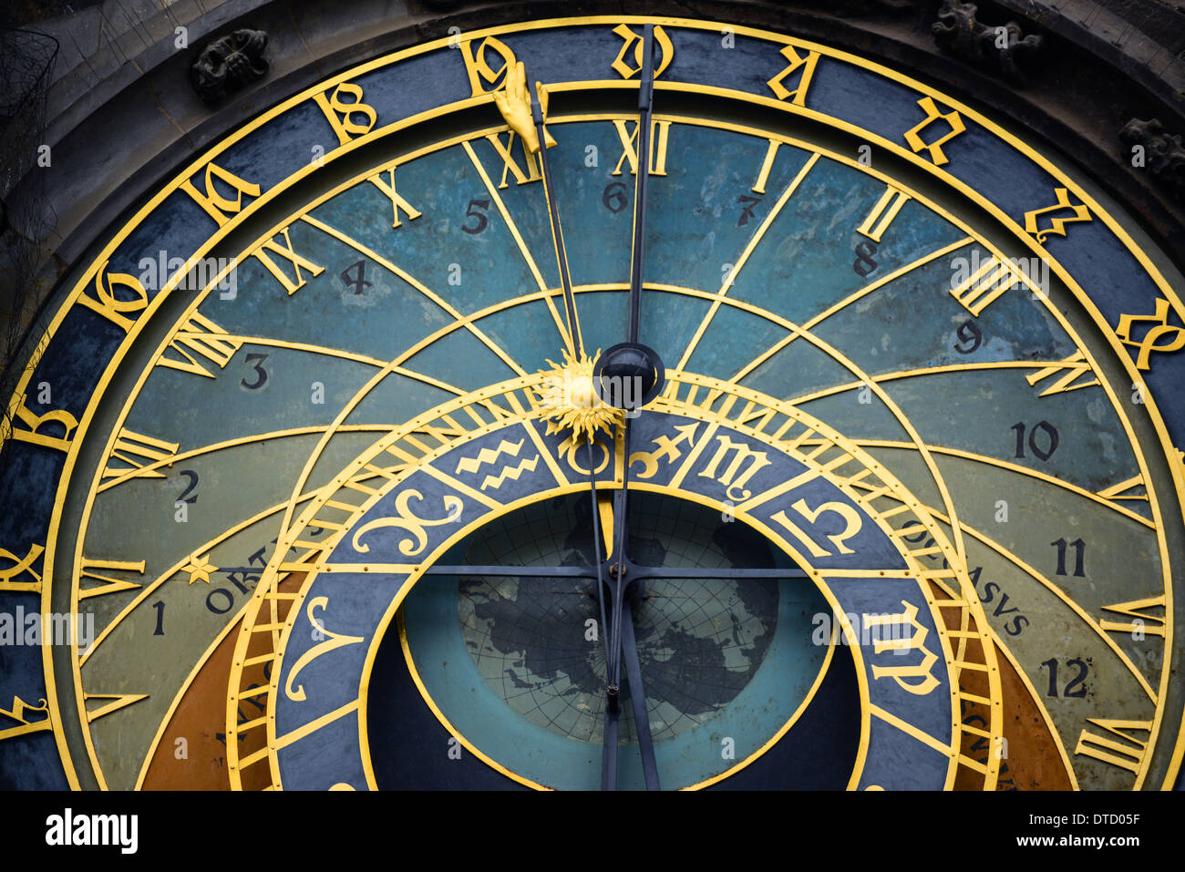 Detail der astronomische Uhr in Prag Stockfoto
