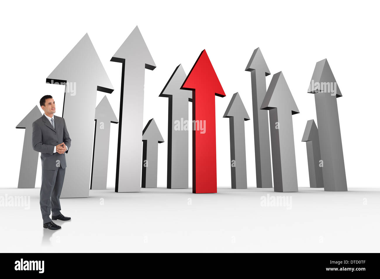 Zusammengesetztes Bild der Geschäftsmann mit gefalteten Händen Stockfoto