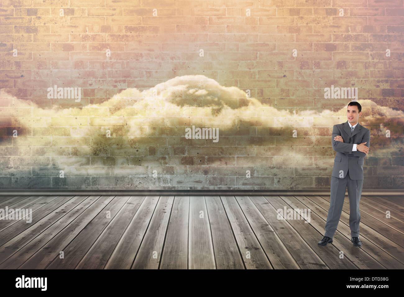 Zusammengesetztes Bild der Geschäftsmann mit verschränkten Armen Stockfoto