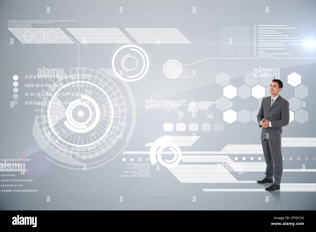 Zusammengesetztes Bild der Geschäftsmann mit gefalteten Händen Stockfoto