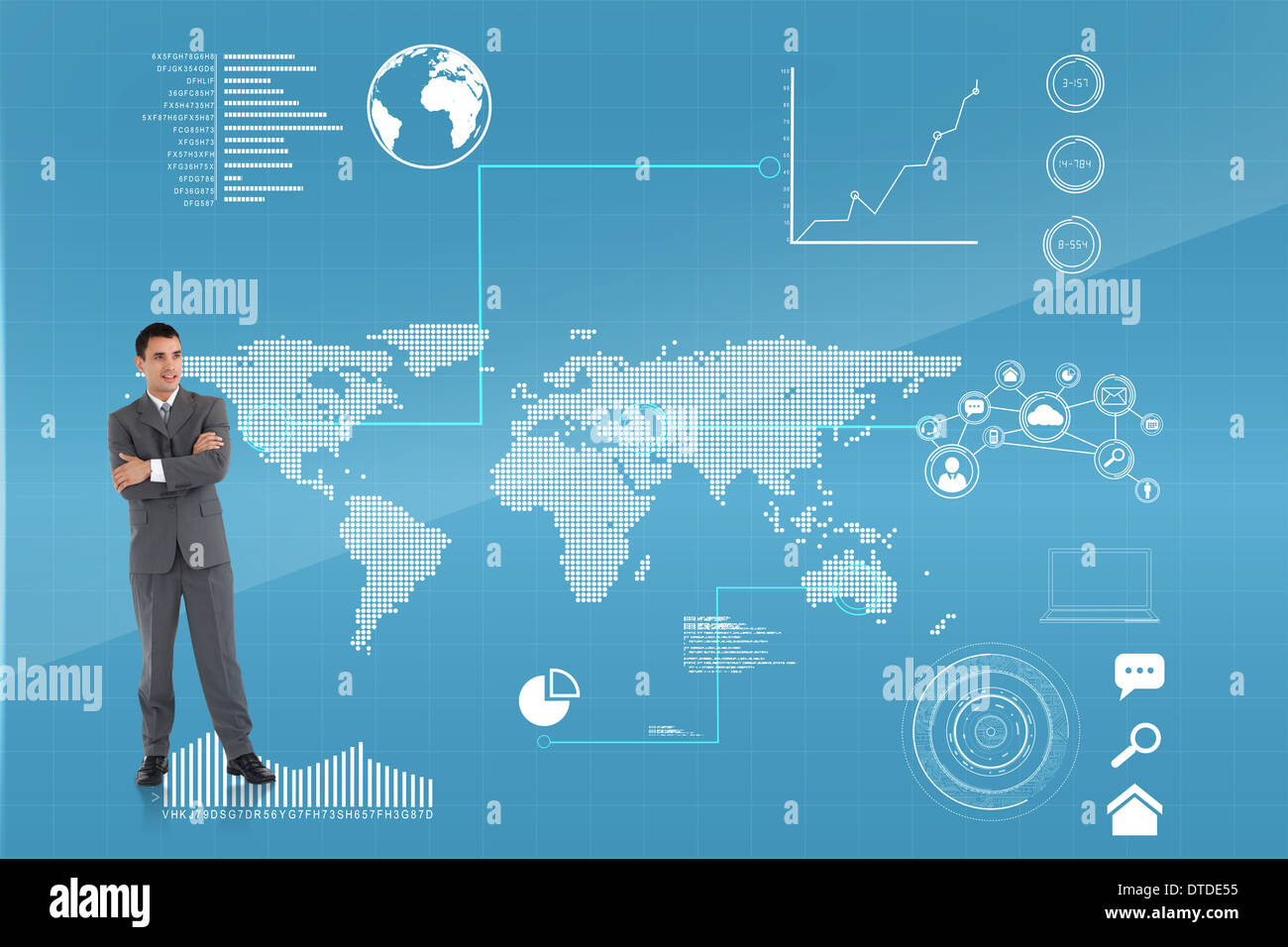 Zusammengesetztes Bild der Geschäftsmann mit verschränkten Armen Stockfoto