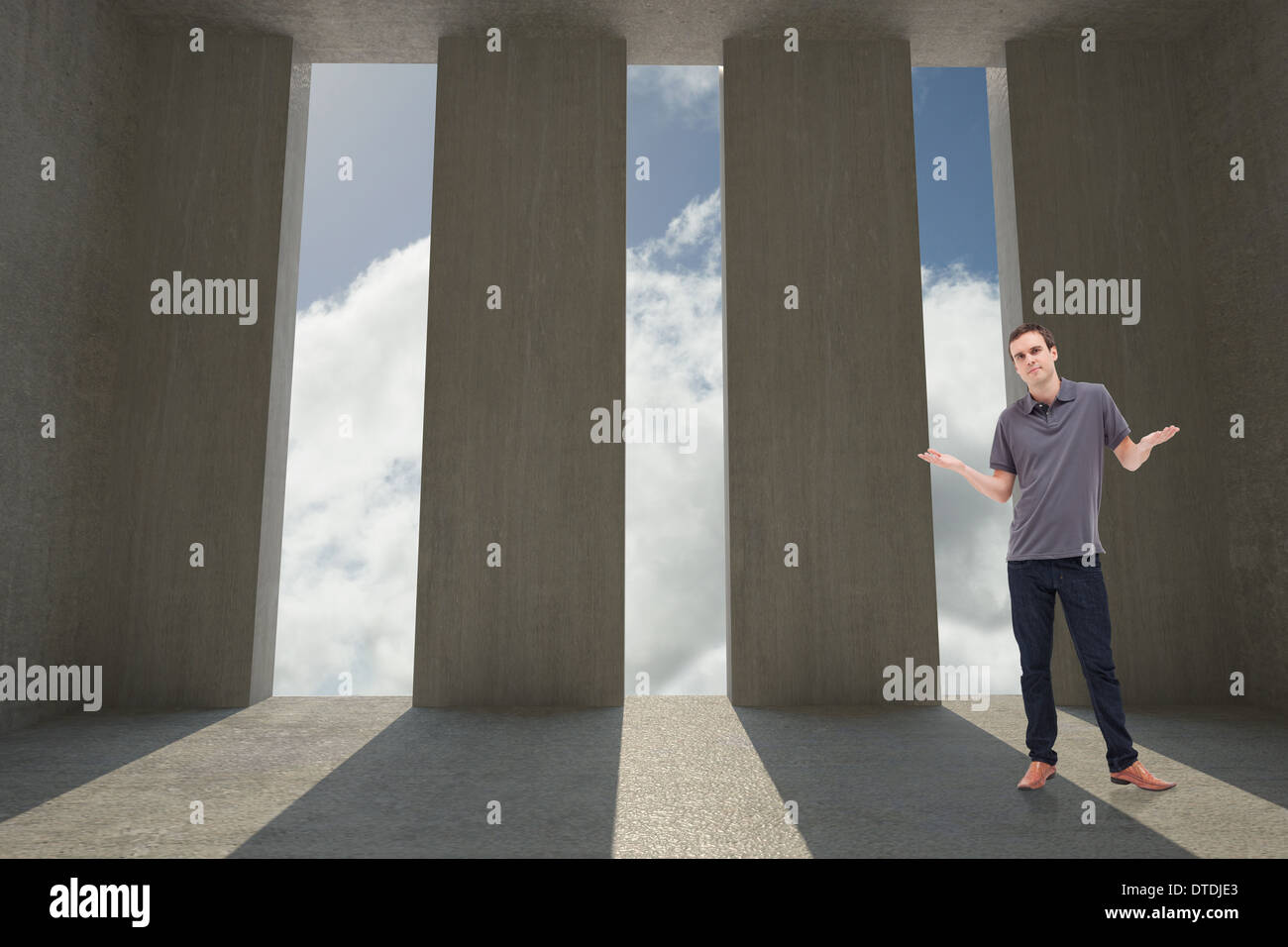 Zusammengesetztes Bild des Mannes zuckend Stockfoto