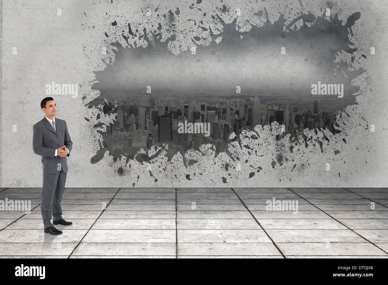 Zusammengesetztes Bild der Geschäftsmann mit gefalteten Händen Stockfoto