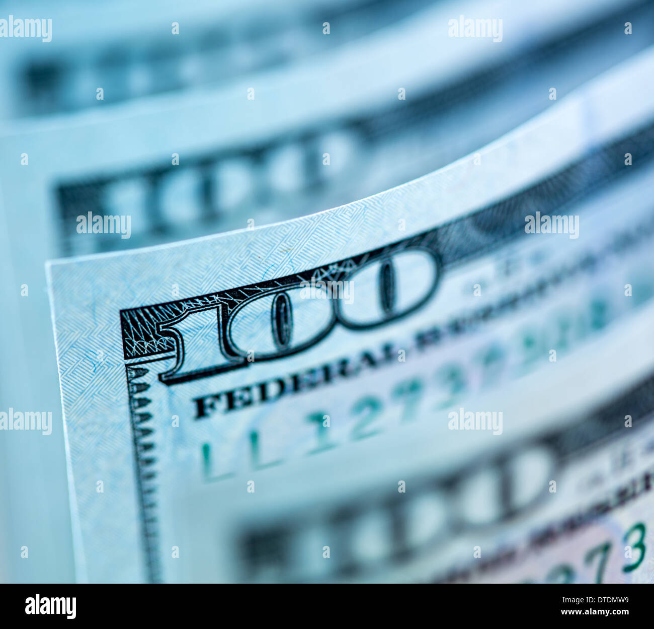 Neue 100-Dollar-Banknoten Makro Stockfoto