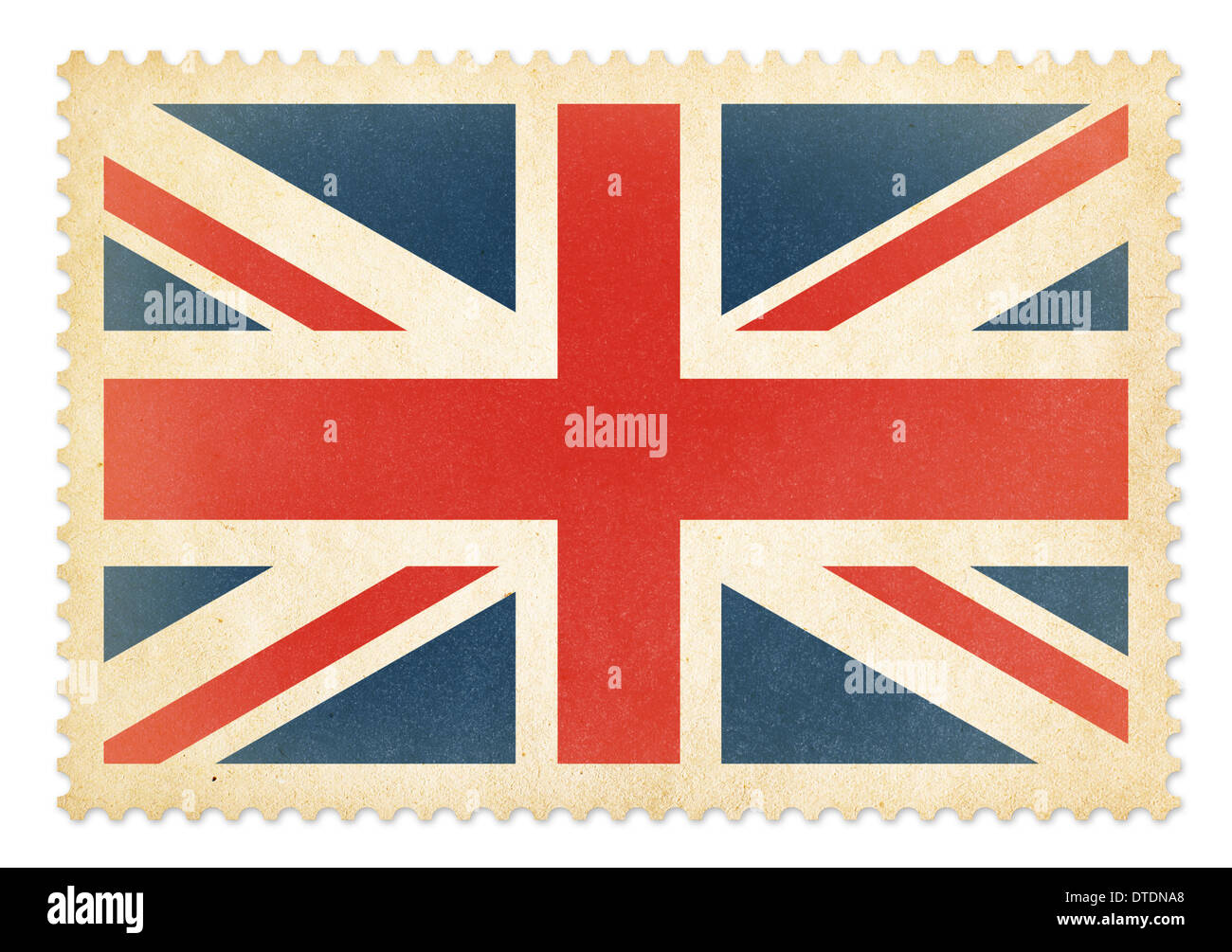 Britischen Briefmarke mit The Great Britain Flag isoliert. Clipping-Pfad ist im Preis inbegriffen. Stockfoto