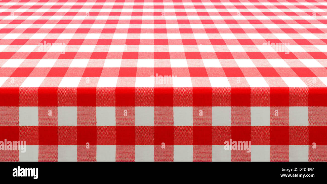 Tabellenansicht Perspektive fallenden roten aufgegebenes Tischdecke Stockfoto