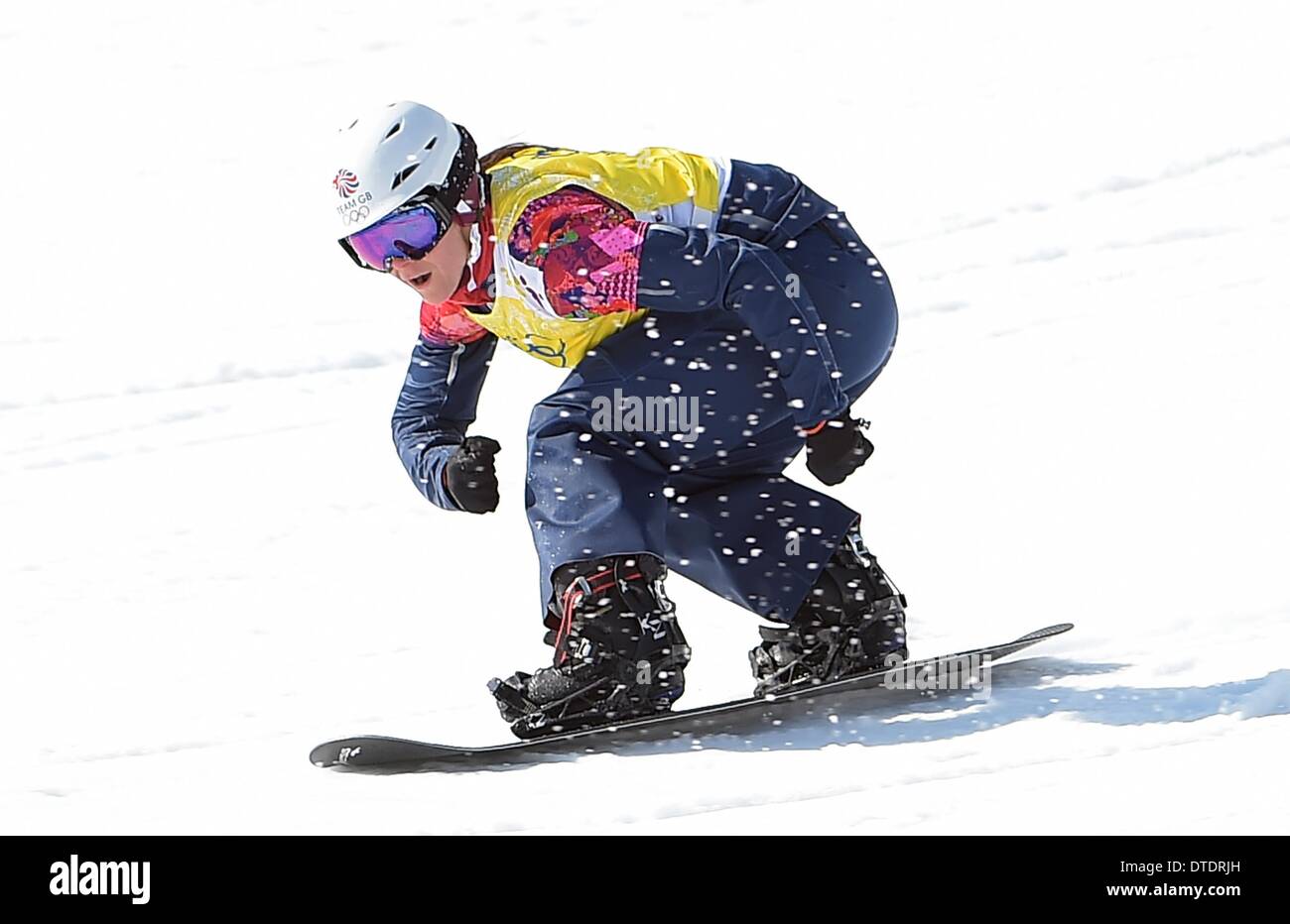 Zoe Gillings (GBR). Womens Snowbboard Cross - Rosa Khutor Extreme Park - Sotschi - Russland - 16.02.2014 Stockfoto