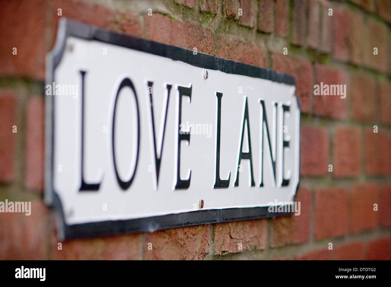 Liebe Spur Straßennamen in Weymouth, Dorset. Stockfoto