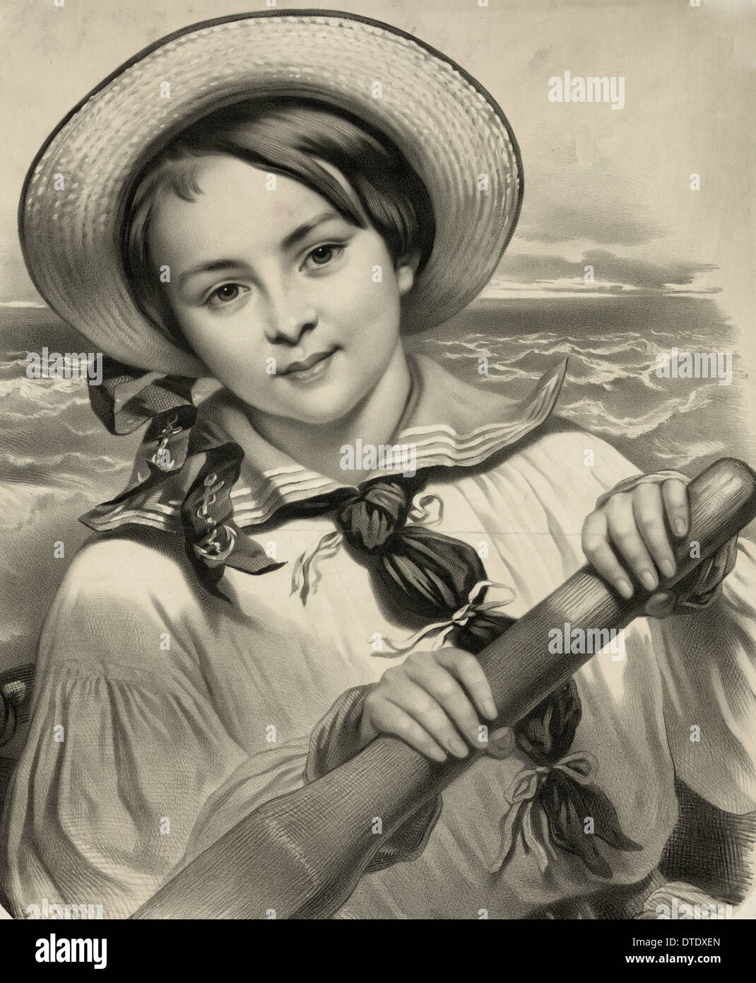 Le Capitaine Albert - kleines Mädchen Ruderboot, ca. 1850 Stockfoto
