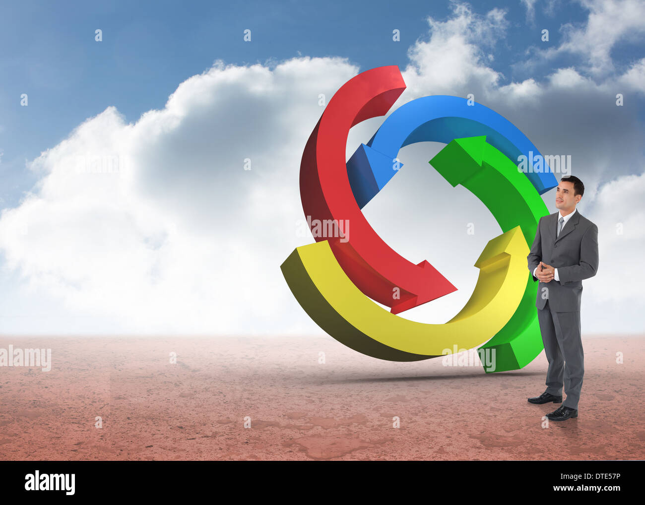 Zusammengesetztes Bild der Geschäftsmann mit gefalteten Händen Stockfoto