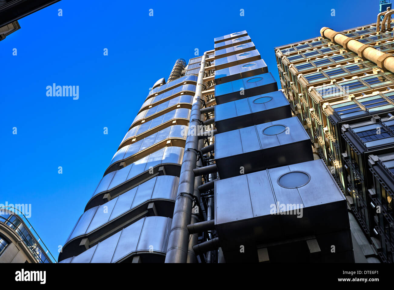 Die Lloyd-Gebäude (manchmal bekannt als das Inside-Out-Gebäude) ist die Heimat der Versicherungsträger Lloyd es Of London Stockfoto