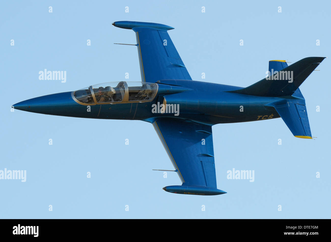 Die Aero L-39 Albatros ist ein in der Tschechoslowakei entwickeltes Hochleistungs-Jet-Trainer-Flugzeug, das 1969 erstmals flog. Privates Jet-Flugzeug Stockfoto