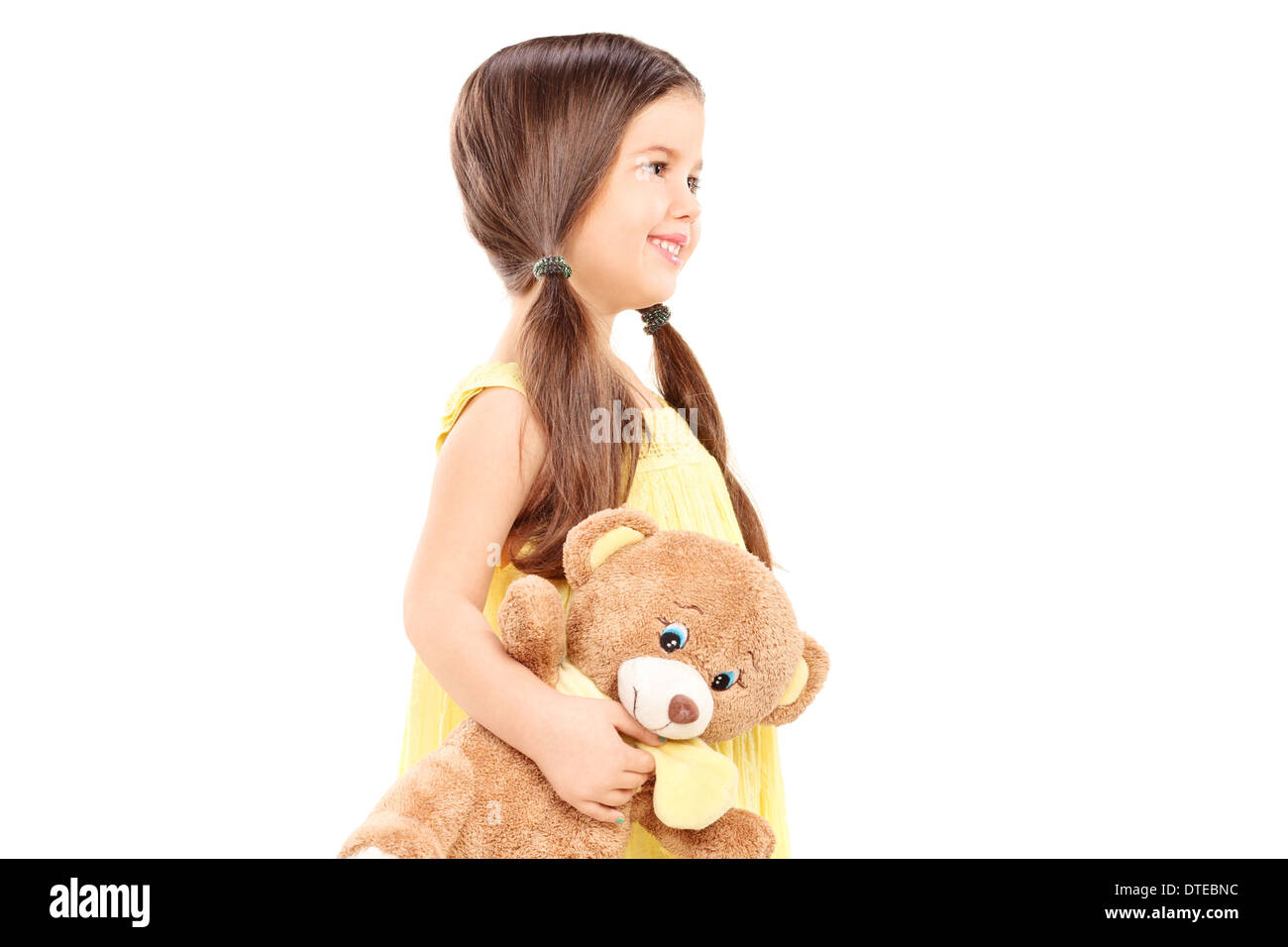 Niedlichen Kind hält einen Teddybär Stockfoto