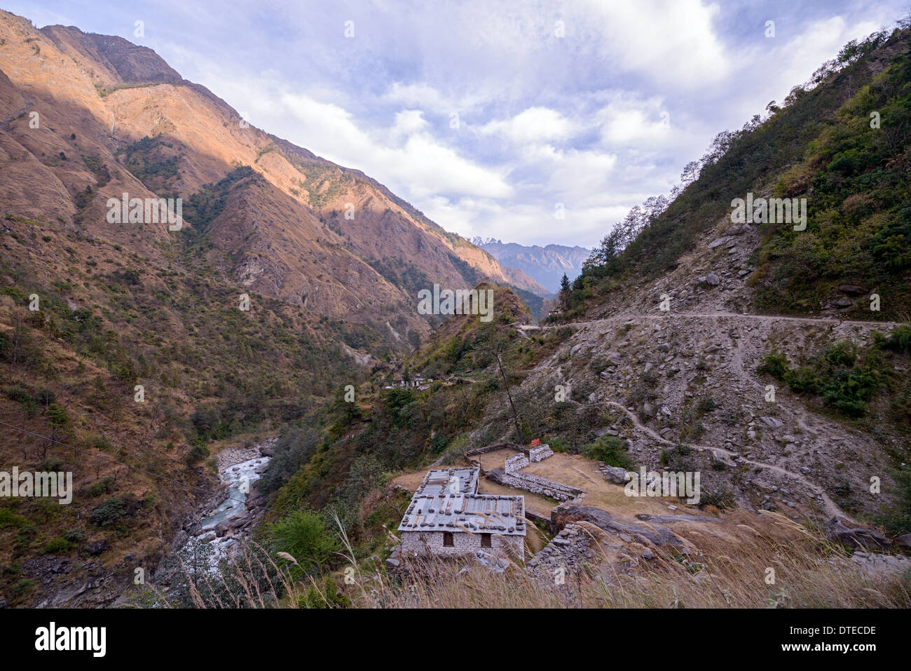 Straße nach Jomsom im Himalaya Stockfoto