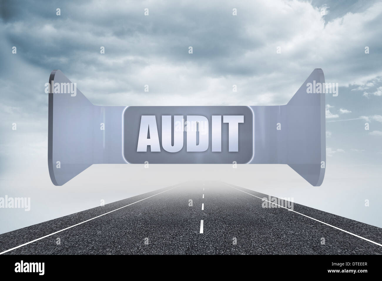 Zusammengesetztes Bild von Audit-Banner auf abstrakte Bildschirm Stockfoto