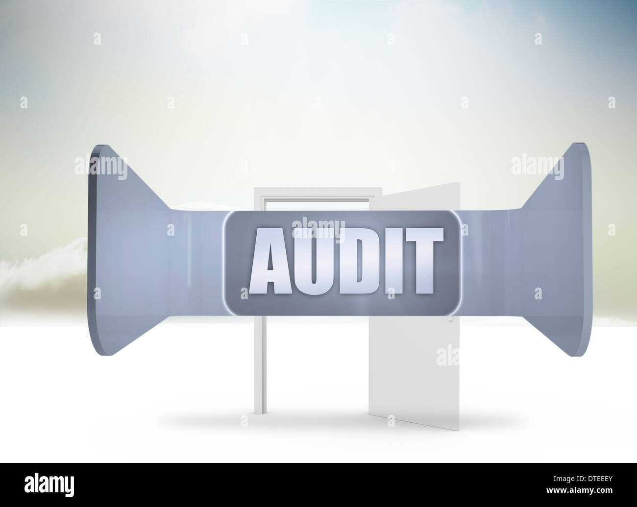 Zusammengesetztes Bild von Audit-Banner auf abstrakte Bildschirm Stockfoto