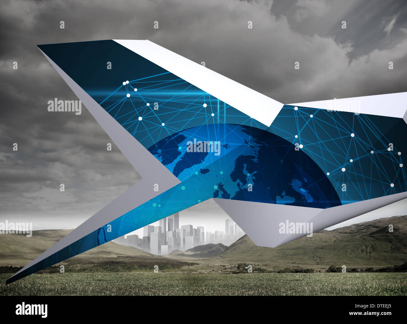 Zusammengesetztes Bild der blauen Erde auf abstrakte Bildschirm Stockfoto