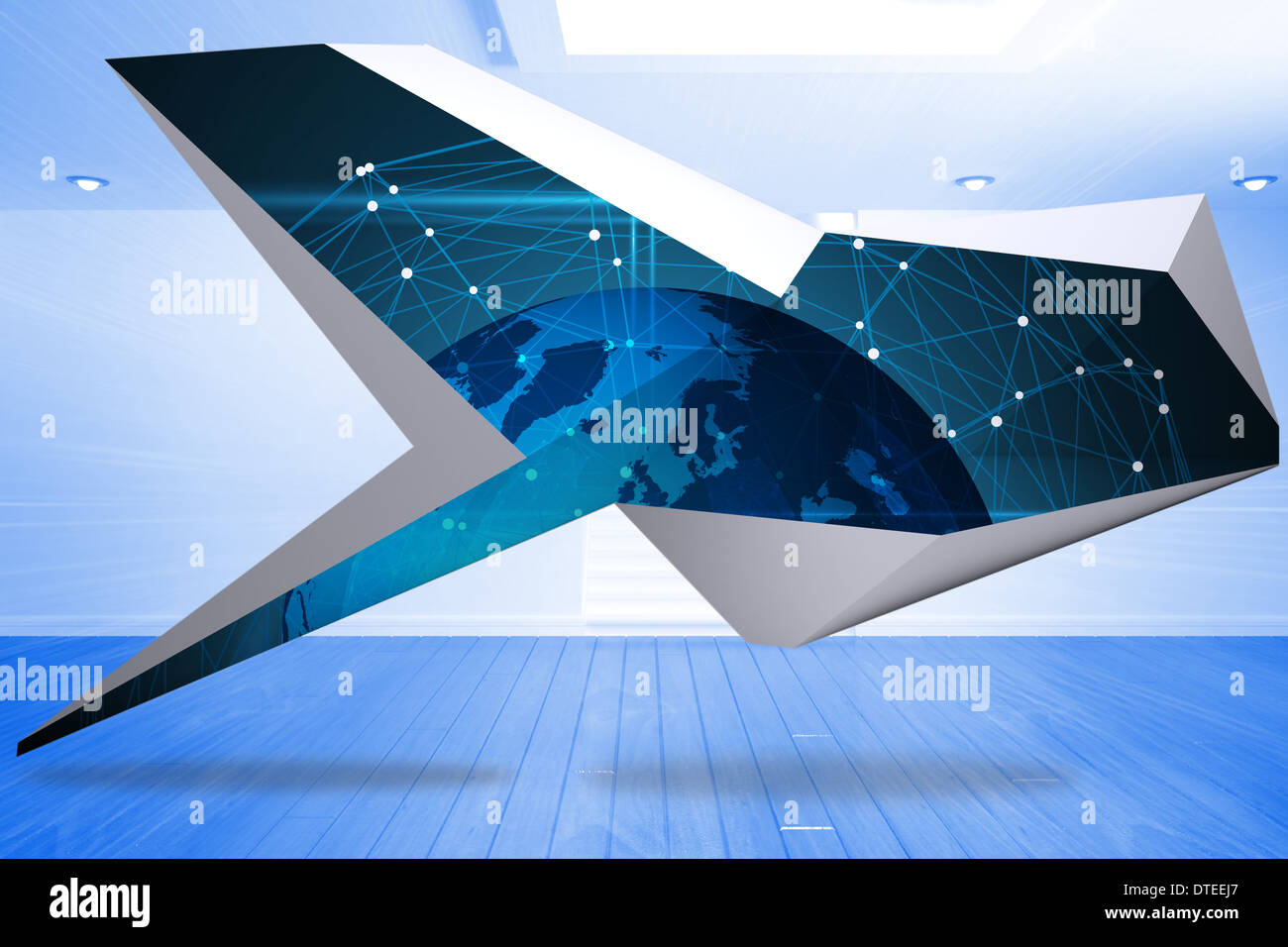 Zusammengesetztes Bild der blauen Erde auf abstrakte Bildschirm Stockfoto