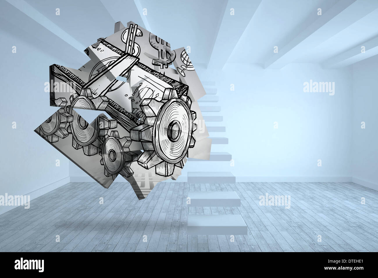 Zusammengesetztes Bild des Dollar-Maschine auf abstrakte Bildschirm Stockfoto