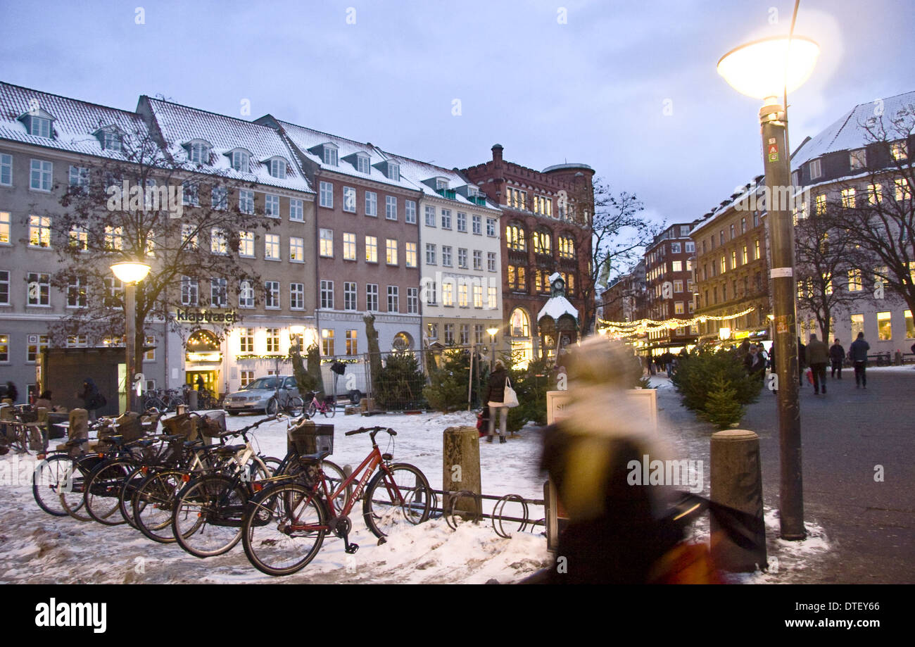 Städtischen Weihnachtsszene in Stroget Straße, Kopenhagen Stockfoto